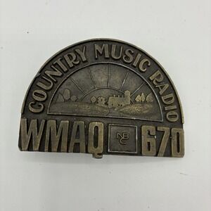 Vintage 1970s WMAQ 670 Country Music Radio Belt Buckle USA Chicago